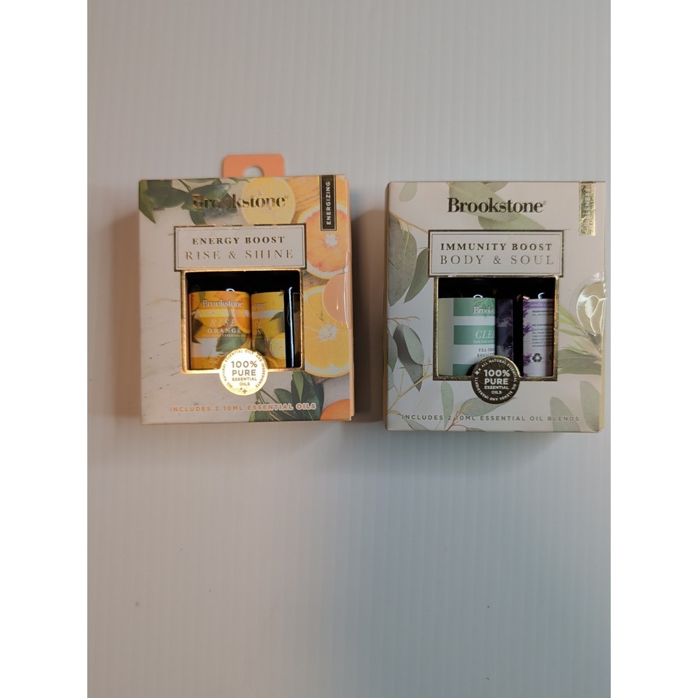 Brookstone 4 Essential Oil Rise & Shine Immunity Boost Body And Soul‎ New Sealed